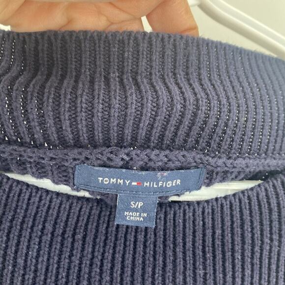 Tommy Hilfiger knit faux layered chambray split hem preppy ribbed size S - Picture 3 of 6